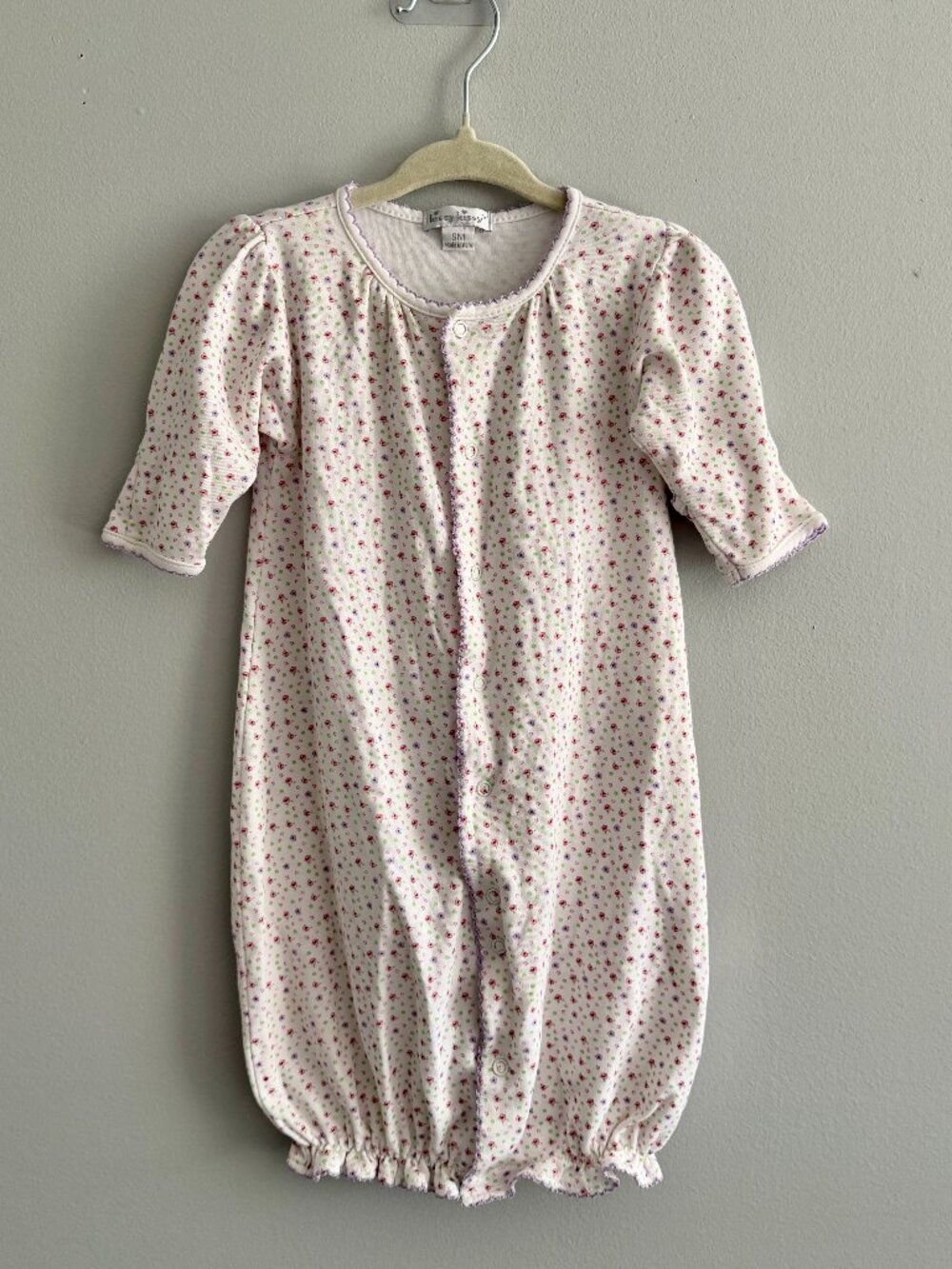 Kissy Kissy Pima Cotton Ditsy Floral Convertible Gown Romper Size SM (0-3M)